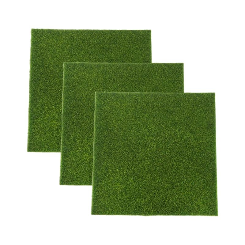 3Pcs Fake Grass Mat,Artificial Grass for DIY Crafts, Miniature Garden and Dioram