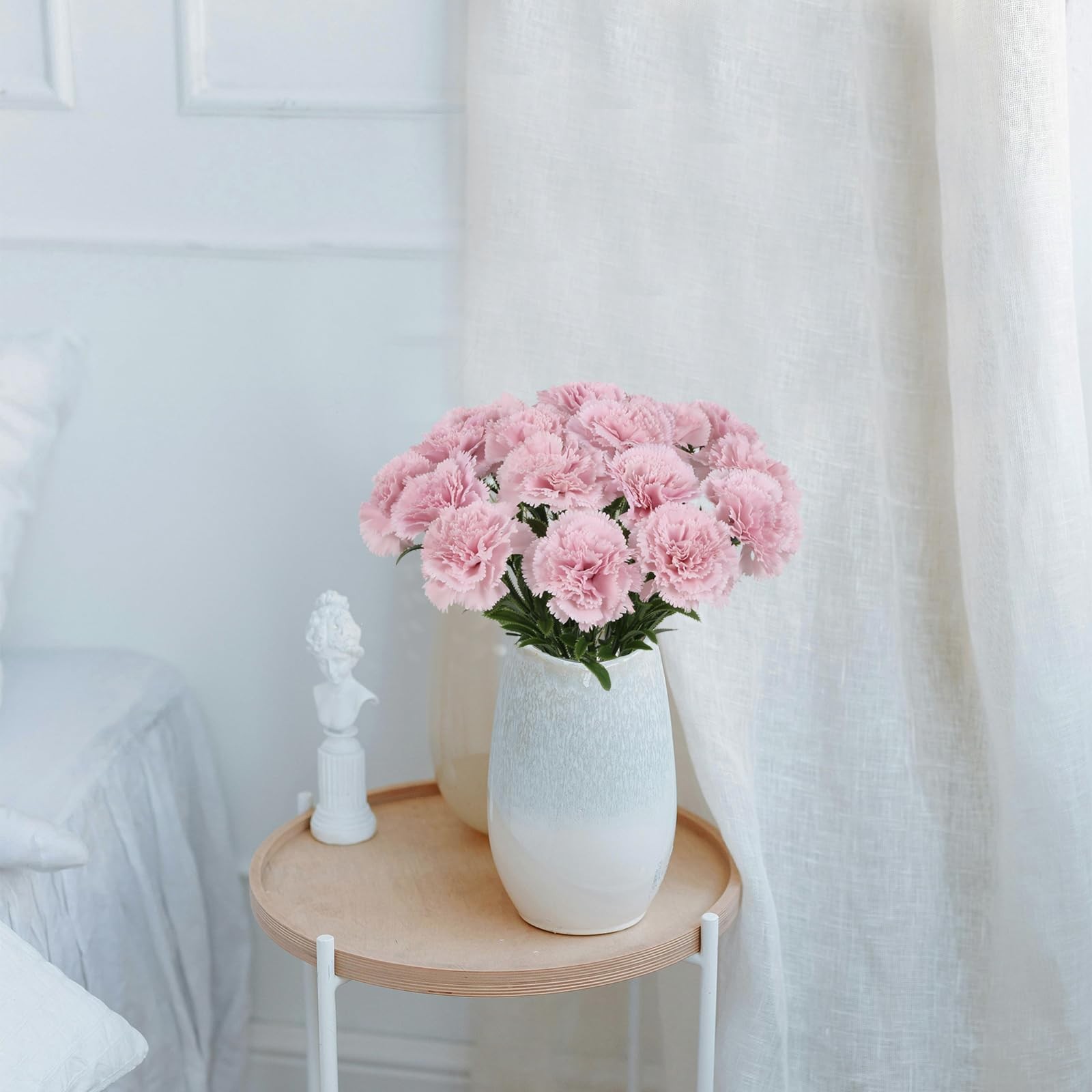 16PCS Pink Carnations Artificial Flowers 14.8” Fake Carnation Silk Flowers w…