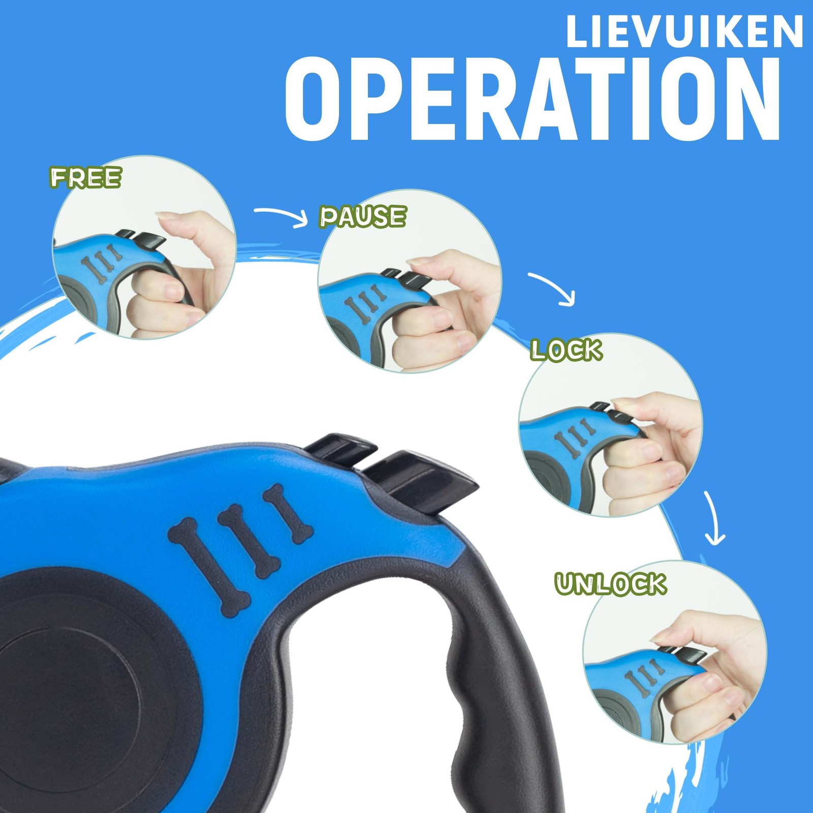 Retractable Dog Leash Automatic Telescopic Tractor 16FEET, Blue