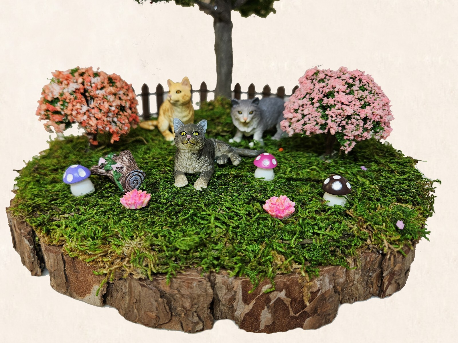 12in. Bonsai Plant Faux Indoor Outdoor Plant Home Office Decor cat figure Moss