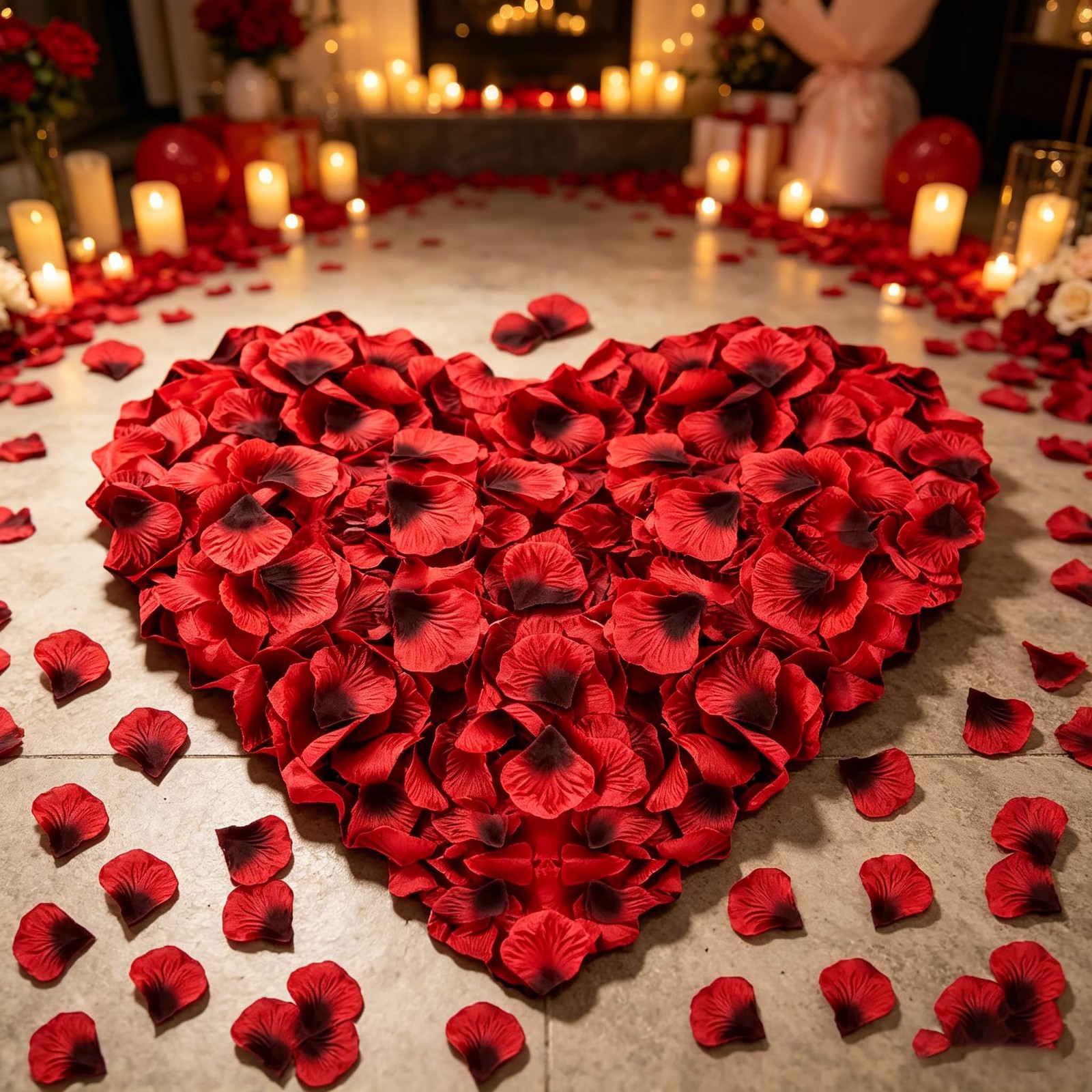 300PCS Fake Rose Petals for Romantic Night Romantic Festive Atmosphere Creati…