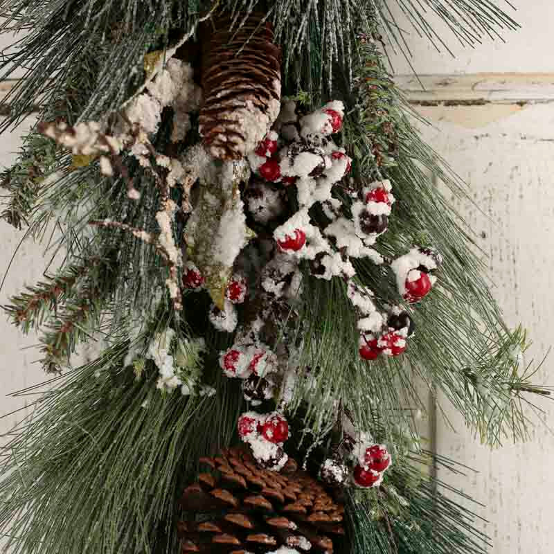 Bulk Case of 6 Snowy Holiday Artificial 24″ Pine Drop Swags