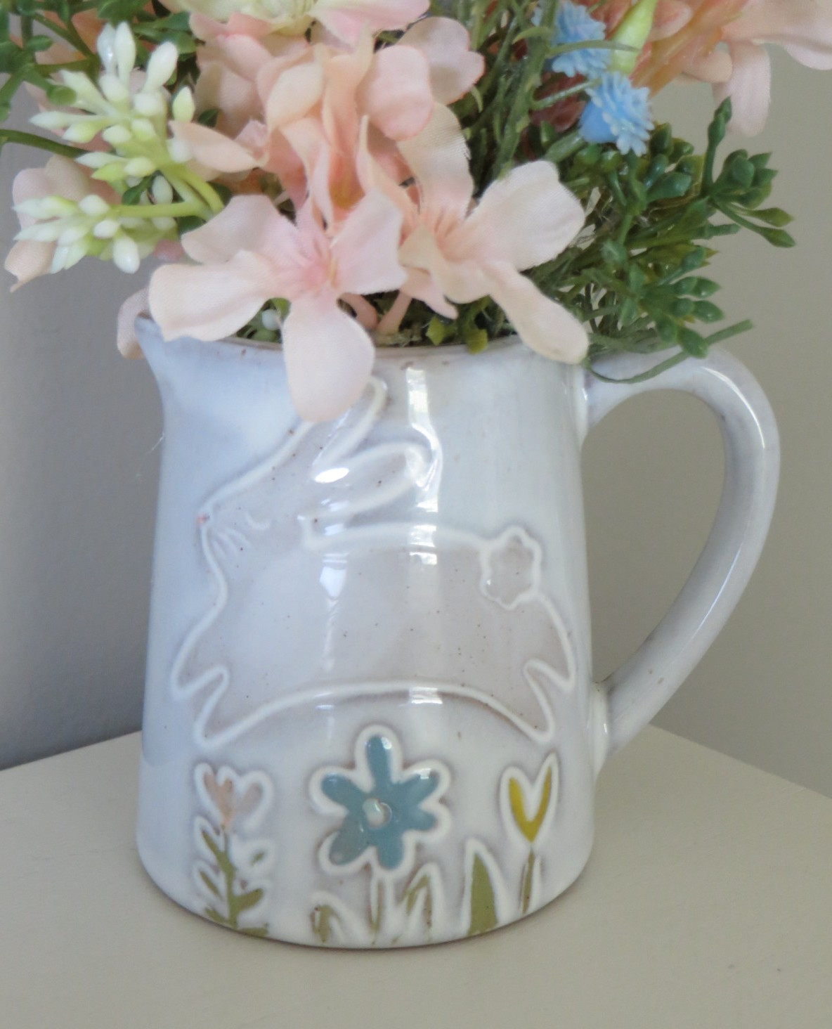 Easter Floral Arrangement in Small Decorative Ceramic Creamer – Home Decor #625