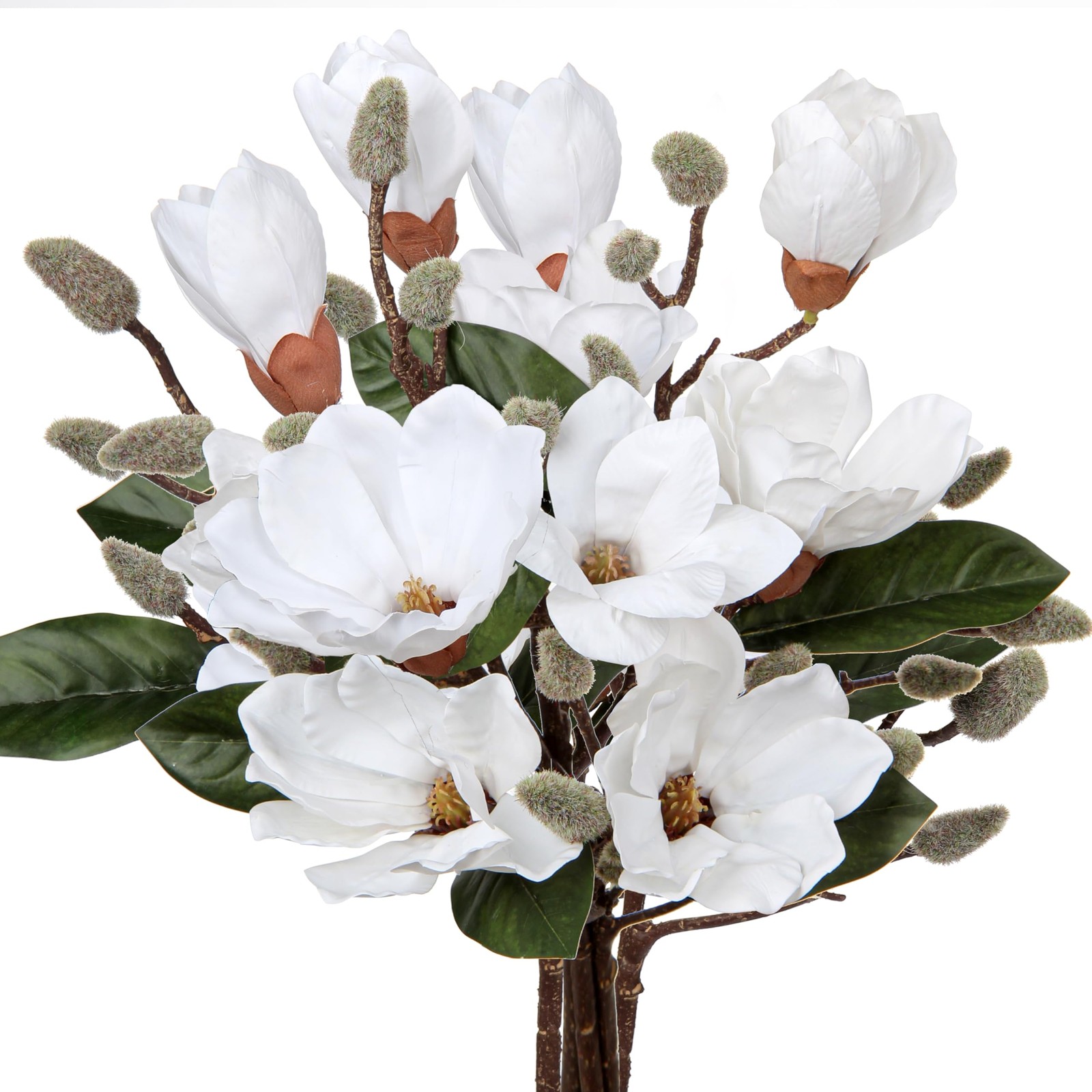 Magnolias Artificial Flowers 3pcs Silk Magnolias Stems Faux Magnolia Flowers 17.