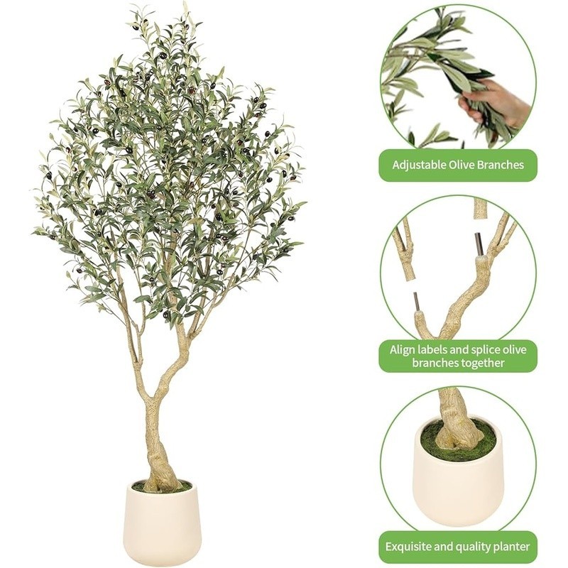 6ft Lifelike Artificial Olive Tree W/ Adjustable Branches Indoor Home Decor New