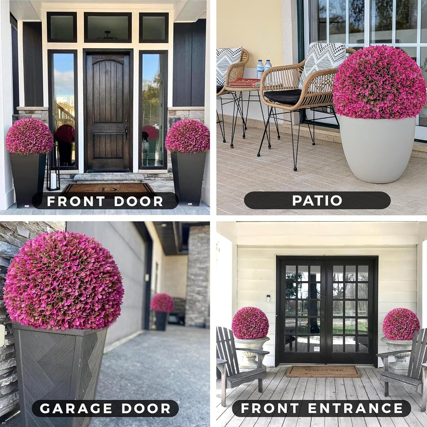 Hot Pink XL Faux Topiary Balls – Set of 2 (23″ Decorative Accent)