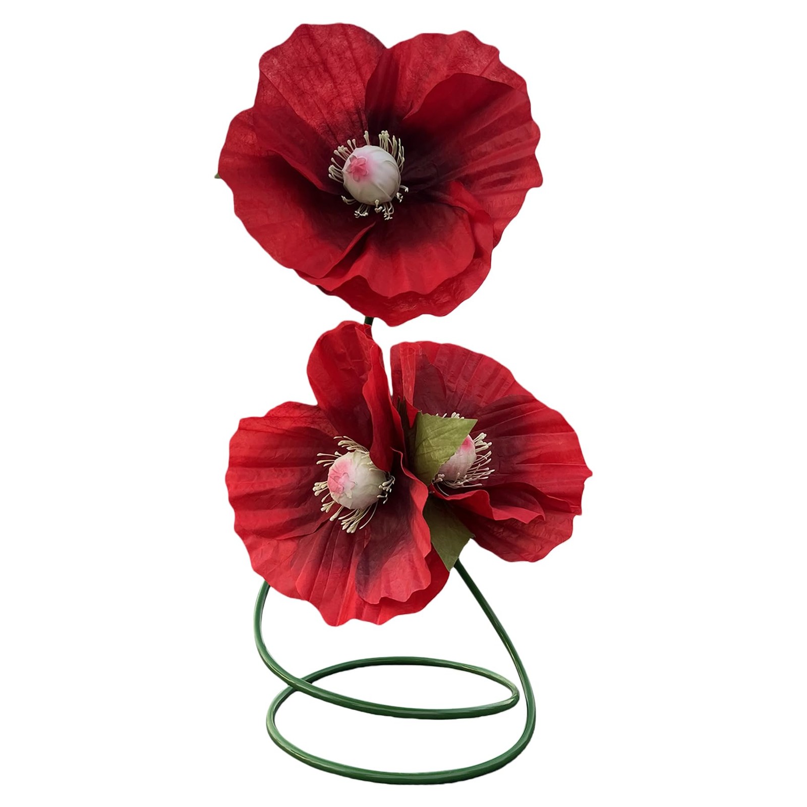 Giant Red Poppy Artificial Flowers – 3 Realistic Large Fake Flowers Decoratio…