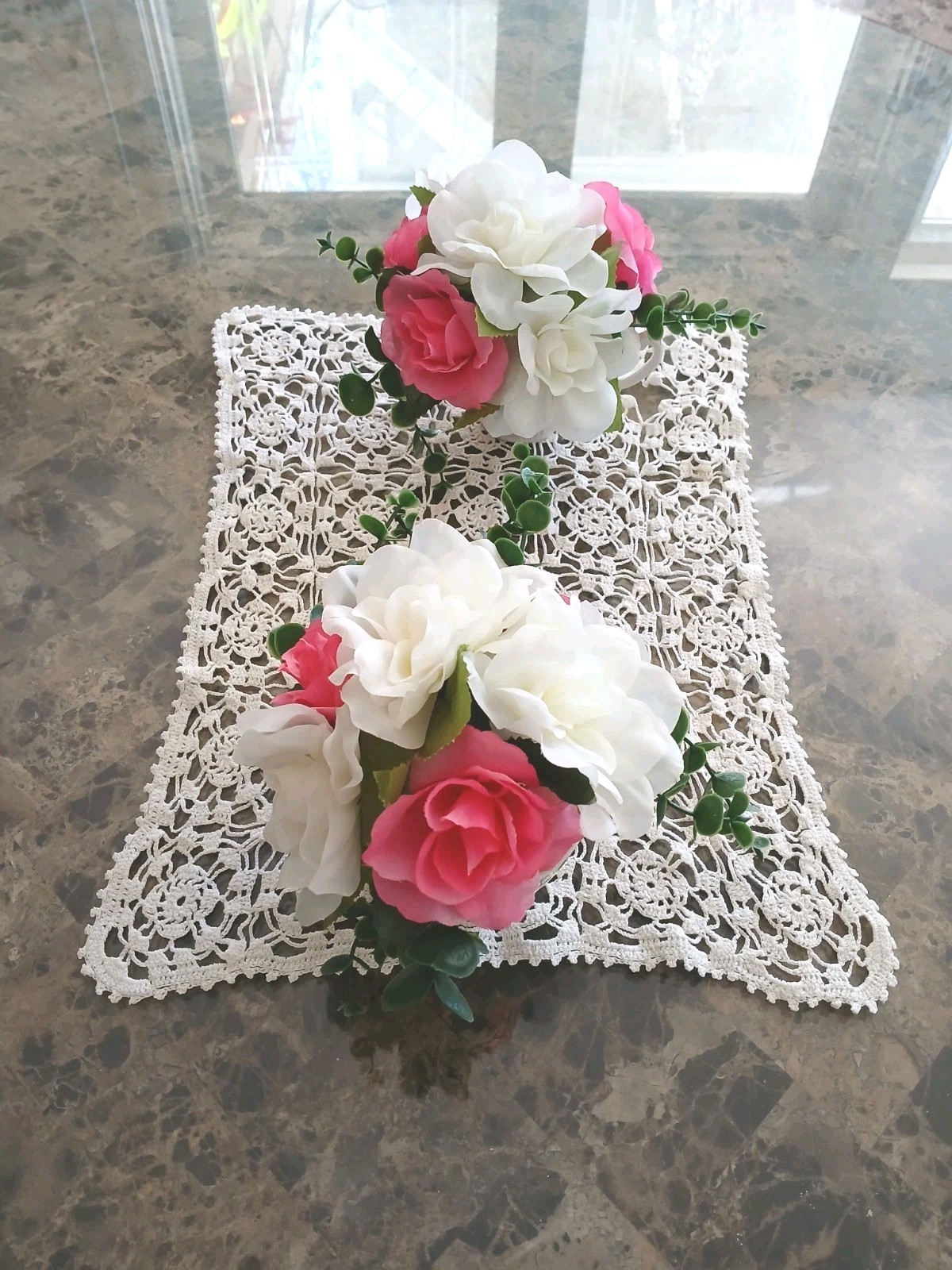 Rose Floral Arrangement Tea Party Dark Pink White Cup POP-IN Birthday Love Bride