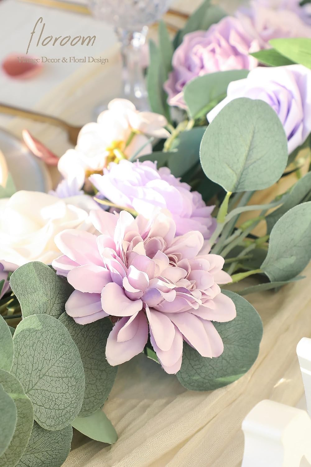 Lavender Violet Lilac Artificial Flowers Fake Roses Peonies Dahlias Greenery