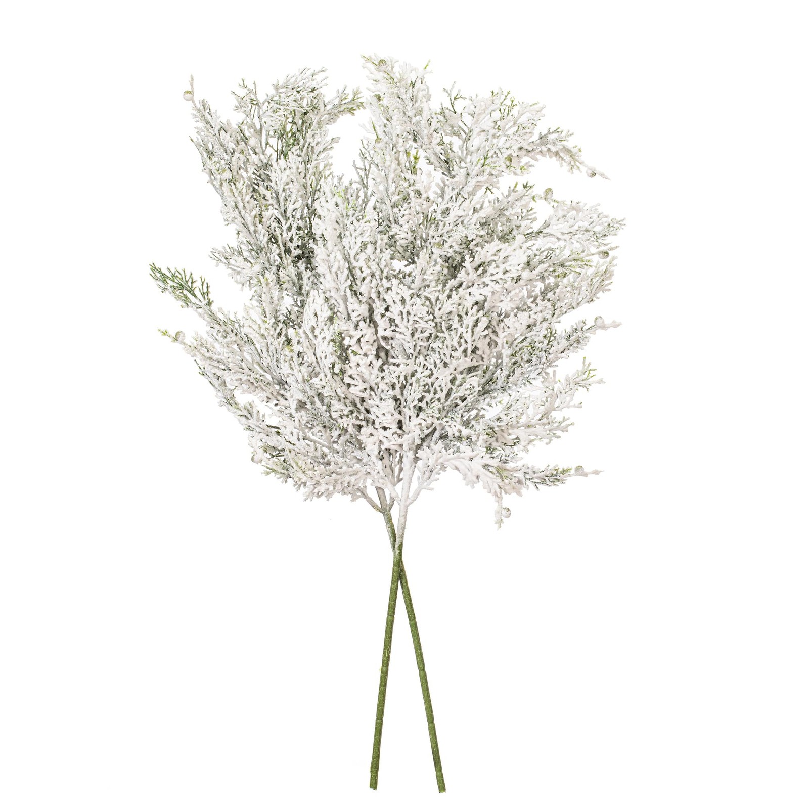 Vickerman 18″ Plastic Artificial Snowy Cedar Spray in Green/White