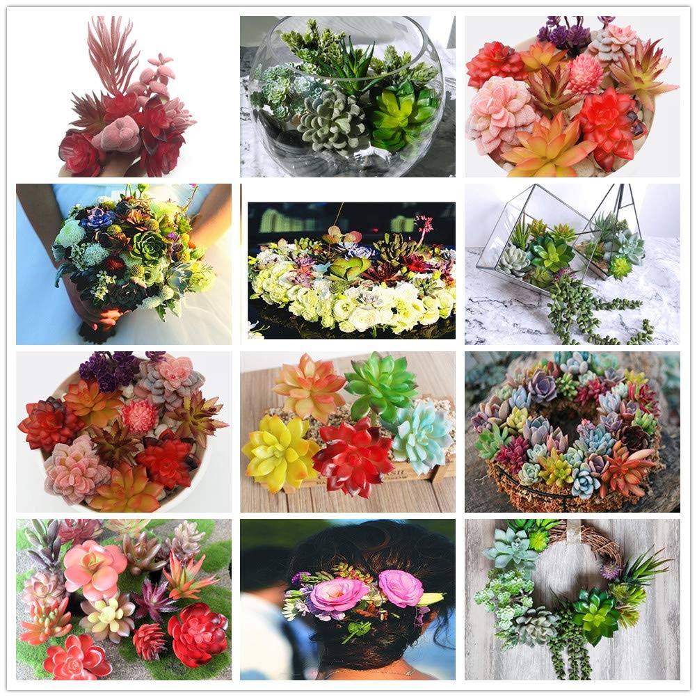13PCS Assorted Blue Artificial Succulent Plants Faux Fake Succulents Textured…