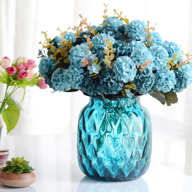 10 Heads Fake Flowers Artificial Silk Hydrangea Wedding Bouquet Party Decor