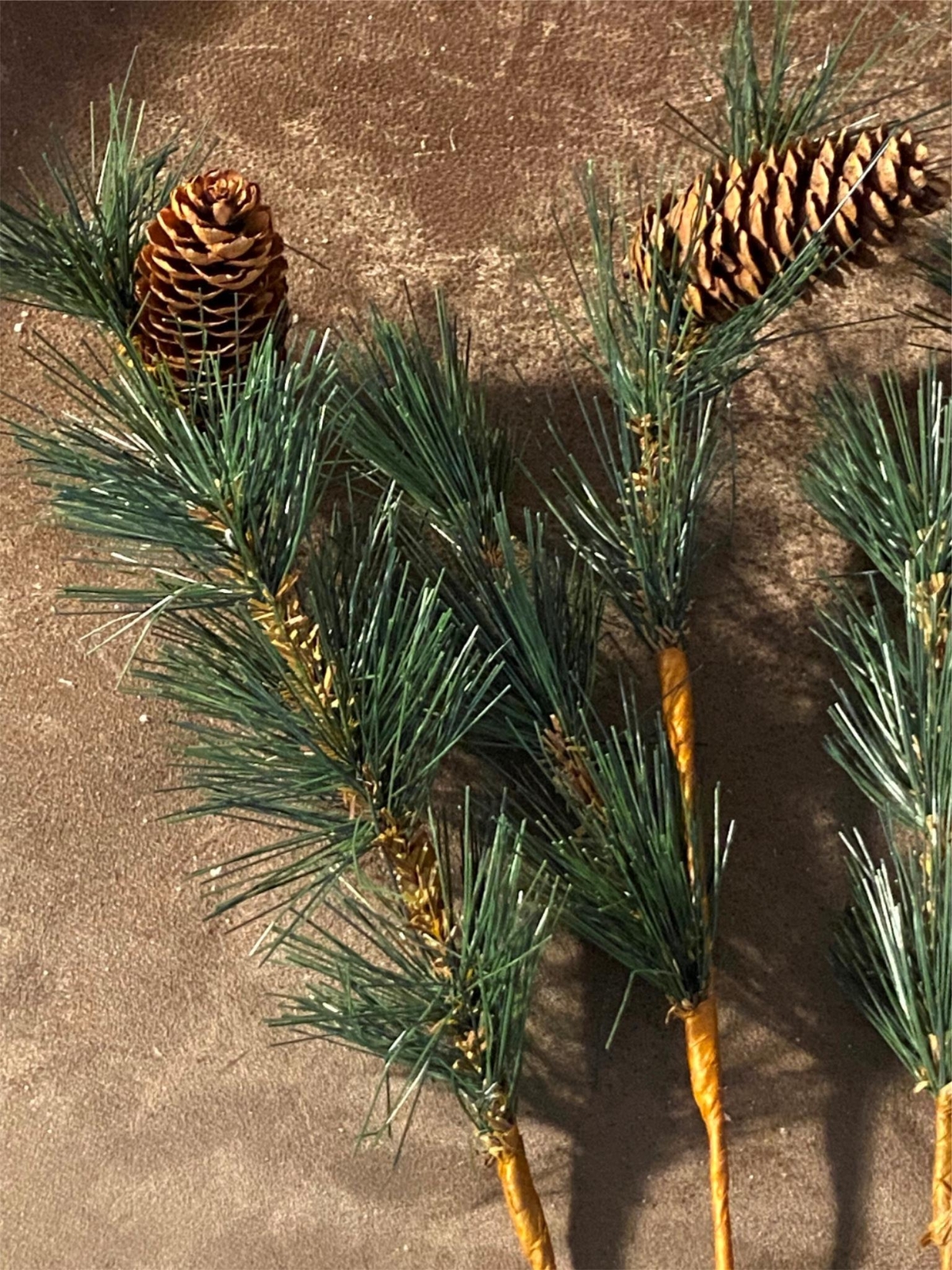 Lot of 3 Artificial Flowers Christmas Holiday Pine Pinecone Bloom Room Decor
