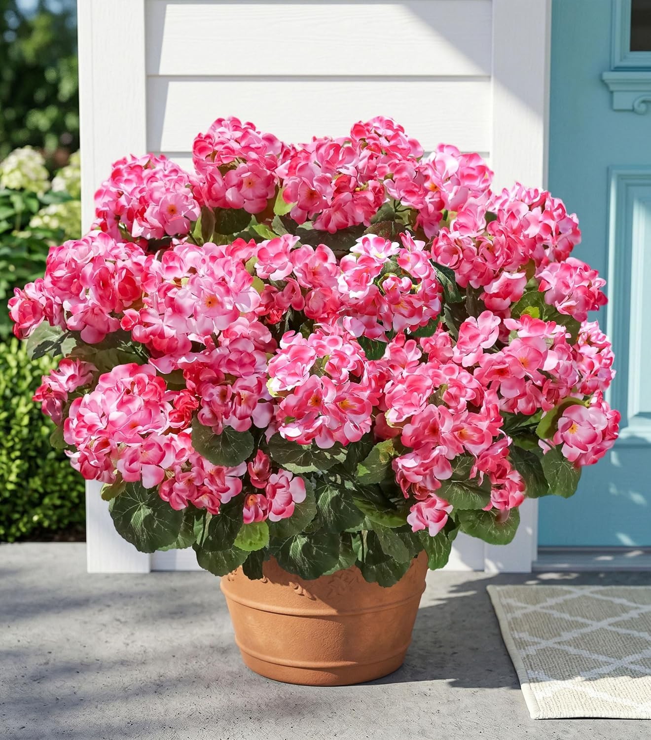 Fake Geraniums Artificial Flowers for Outdoors Outside, 6 Bundles Pink Silk G…