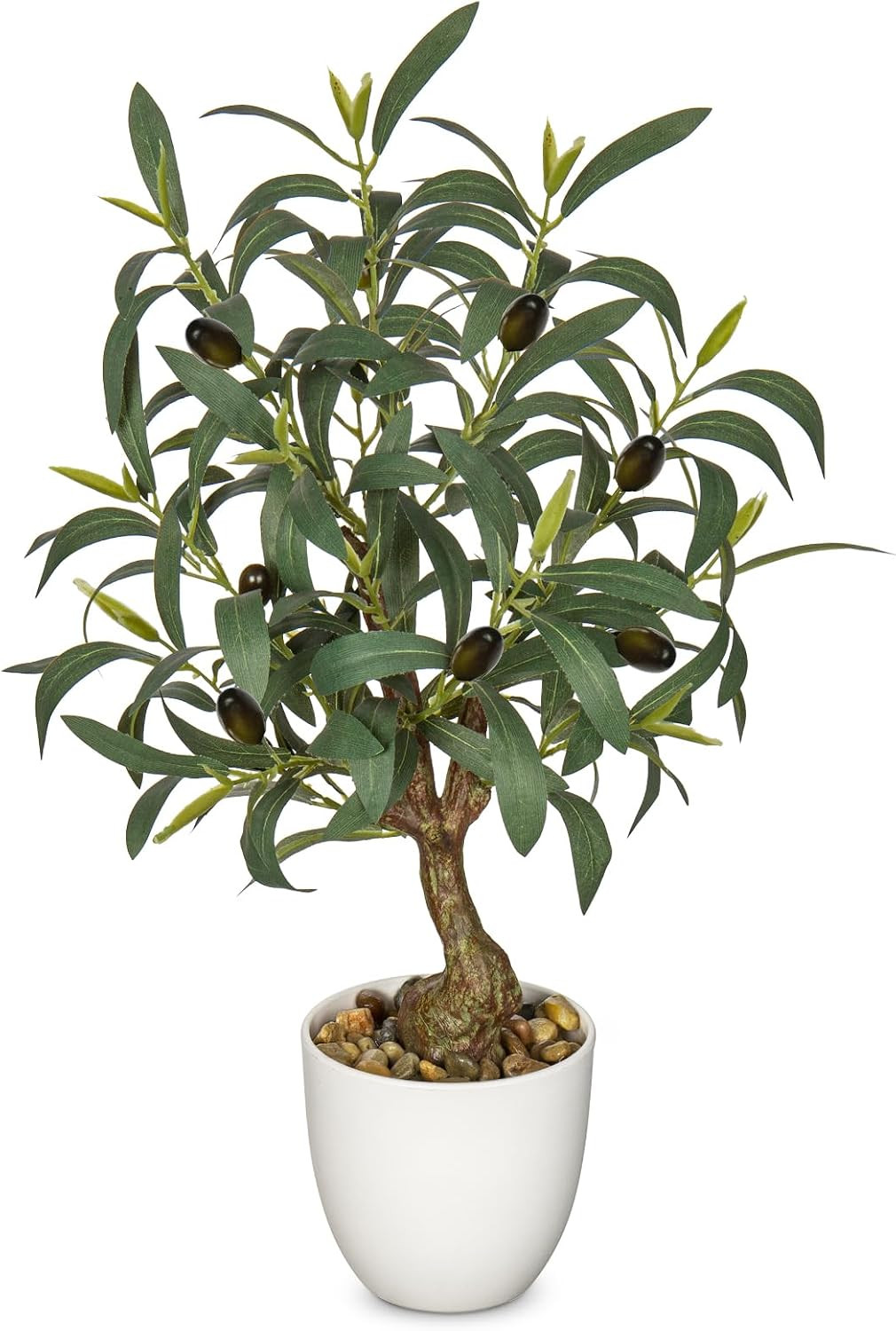 Olive Trees Artificial Indoor 18 Inch Fake Olive Tree White Pot Faux