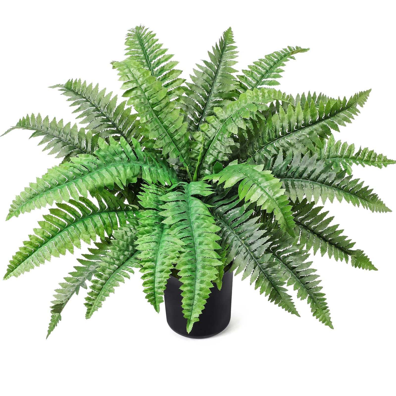 Fake Ferns Potted Plant, Artificial Boston Ferns in Pot, 24 Leaves for Outdoo…