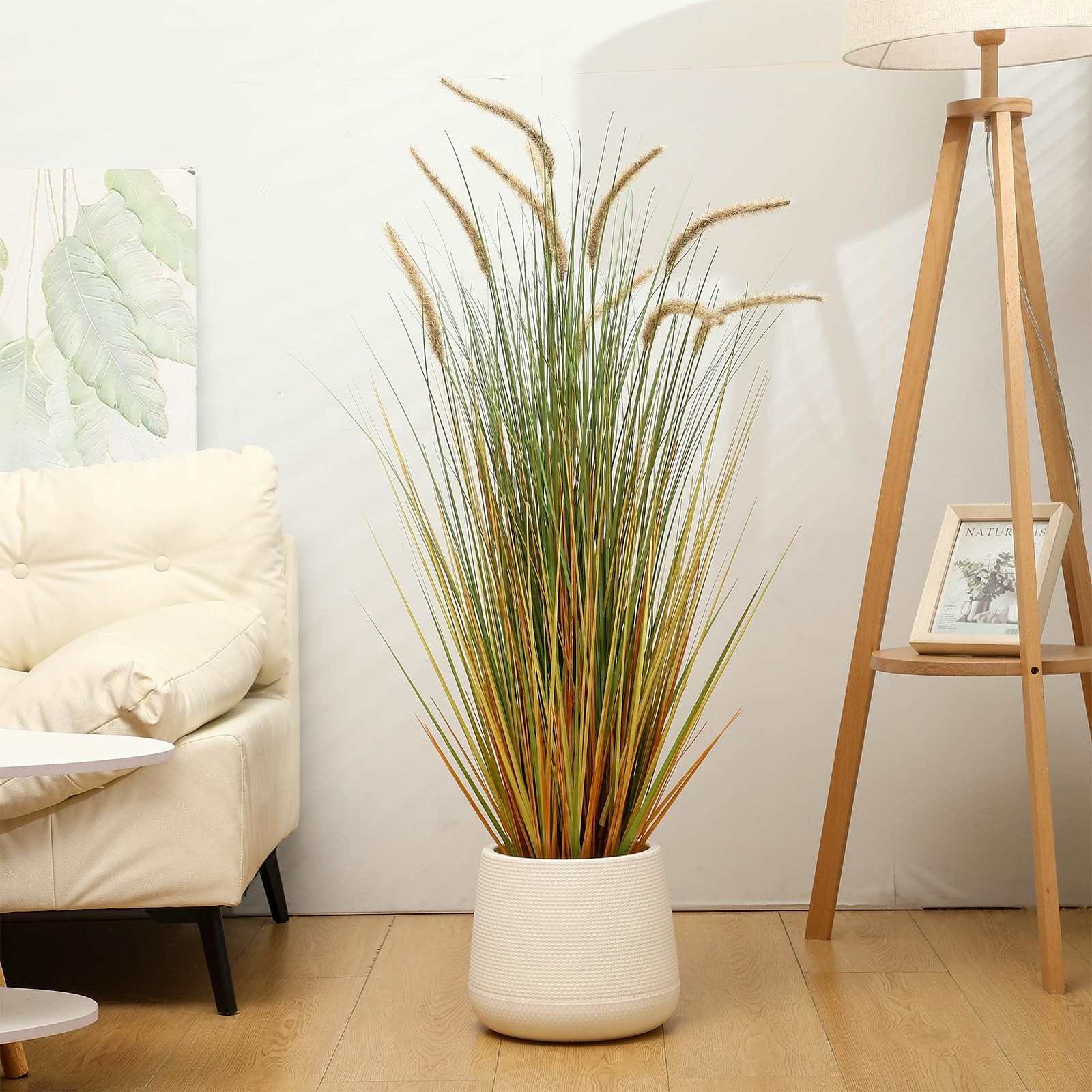 Best Jexine 2 Pieces Faux Plants Outdoor 4 ft Tall Artificial Grass Plant Potted