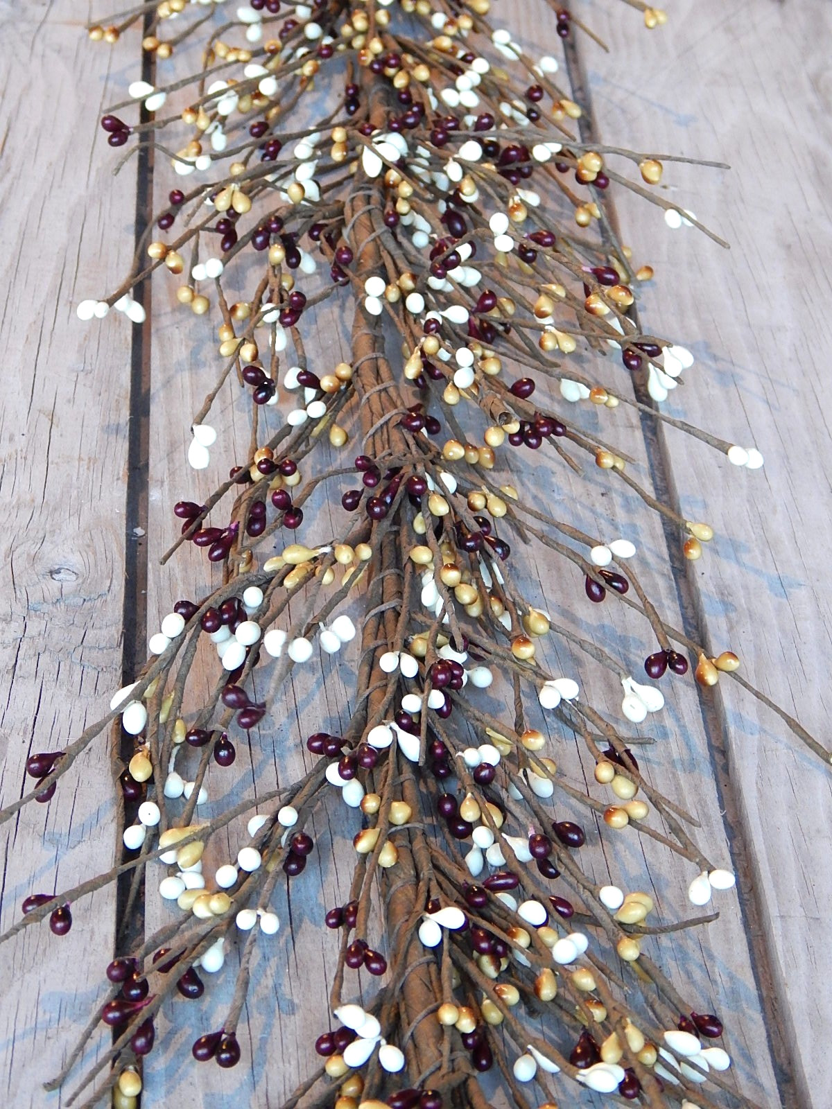 Rustic Berry Garland BURGUNDY MUSTARD CREAM 58″ – NEW