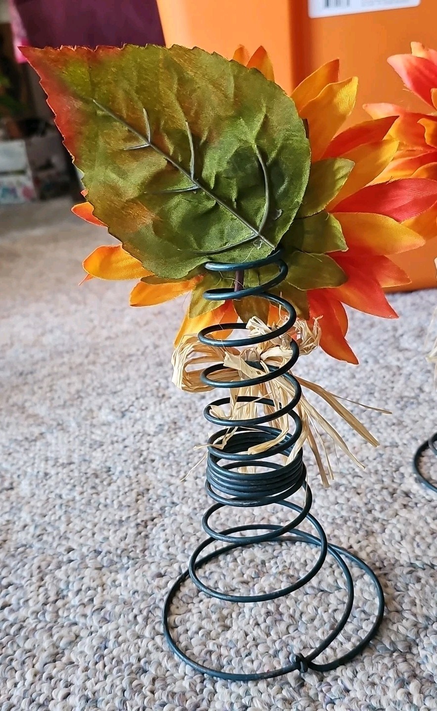 Silk Sunflowers On Green Metal Springs Free Stand 10″ Tall Set Of 4 Fall Decor