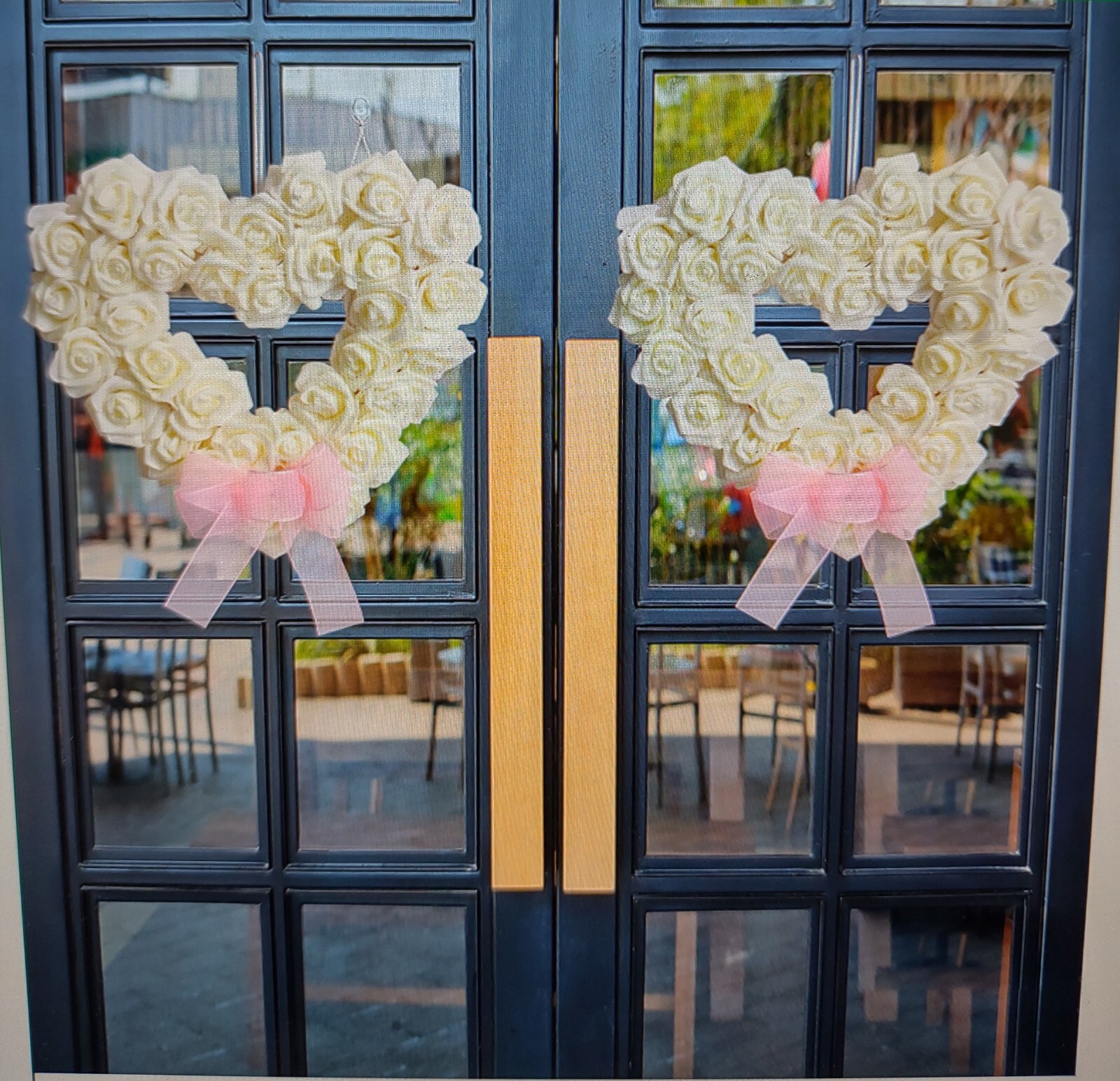 Artificial Heart White Flower Wreath for Front Door or Porch