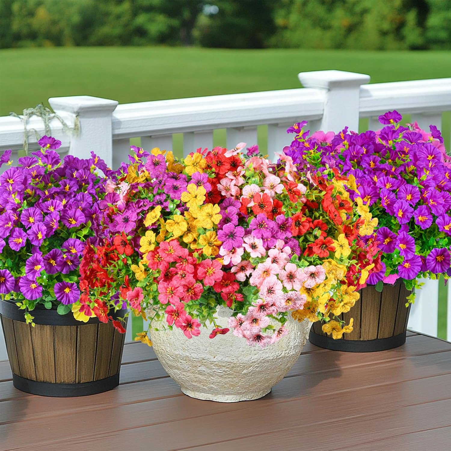 30 Bundles UV Resistant Faux Flowers for Outdoor Spring/Summer Decor