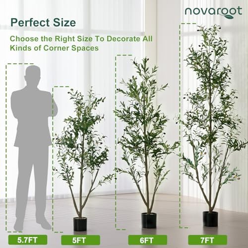 Olive Trees Artificial Indoor, 6FT Tall Faux Olive Tree with Light Kit Moss 6ft