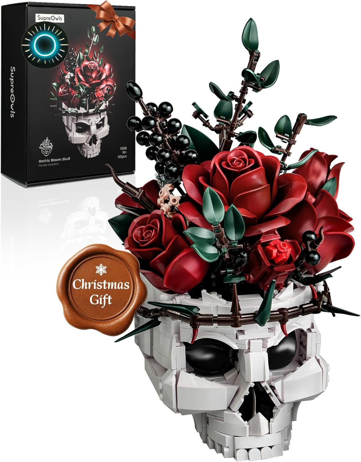 Skull Rose Bouquet Building Set Compatible with Lego Flowers for Adult – Hal…