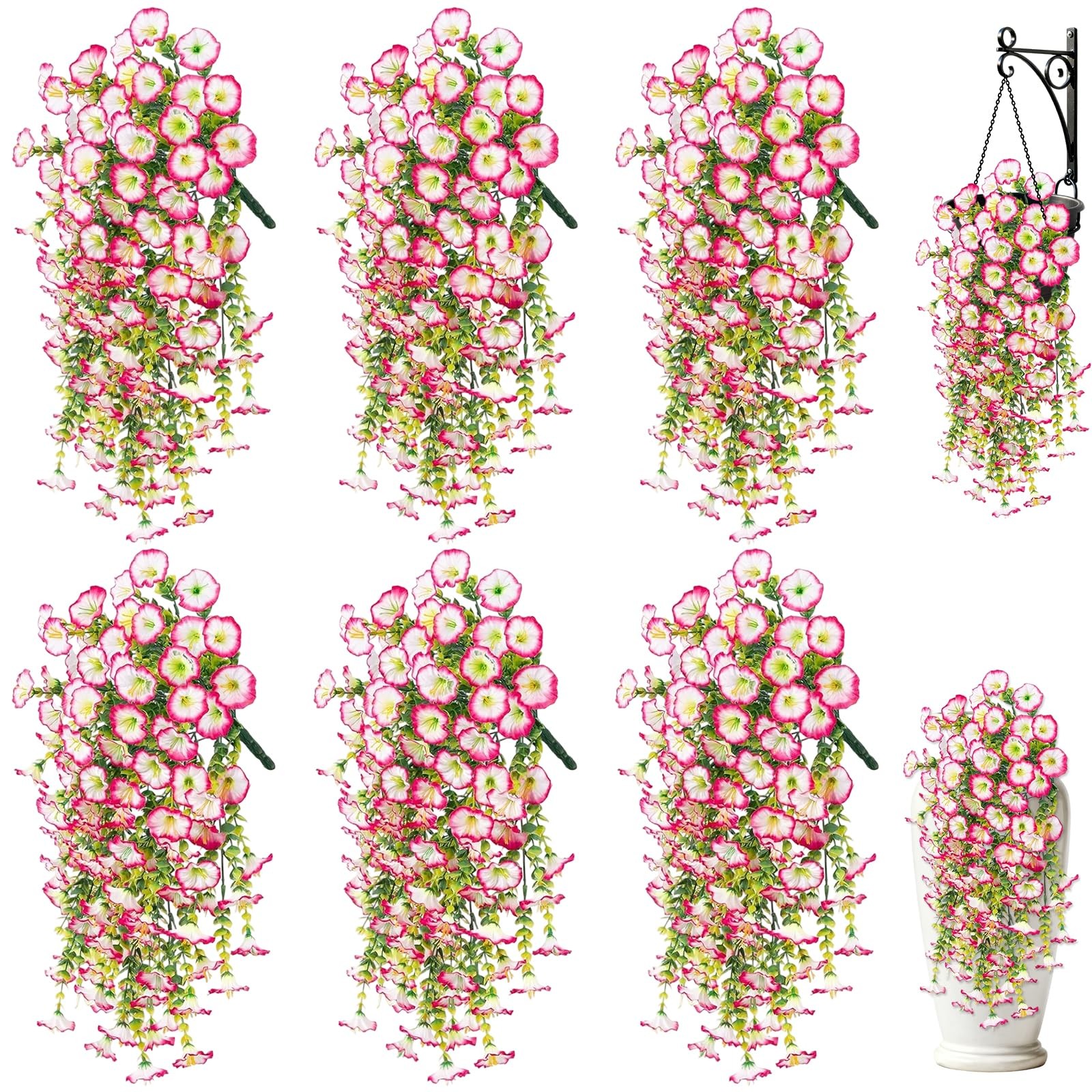 Artificial Flower for Outdoors, 6PCS Fake Artificial Morning Glory Flowers, U…