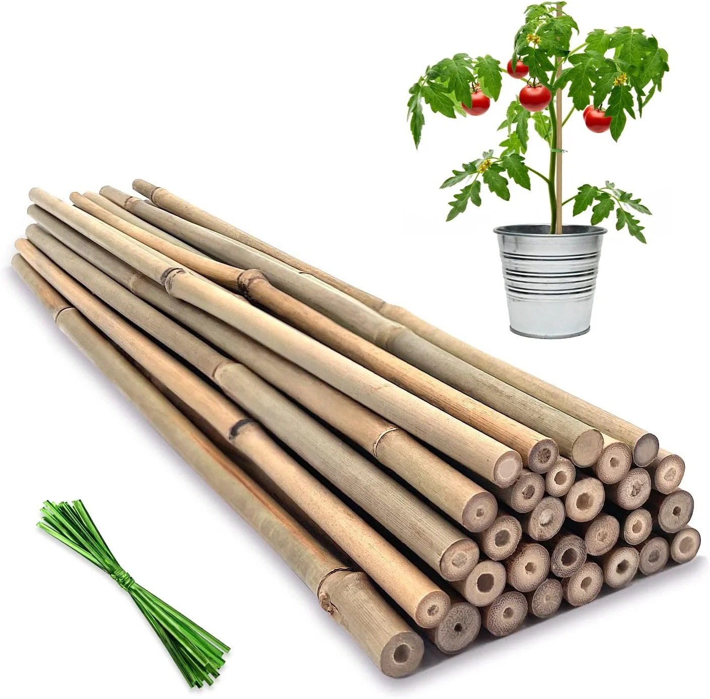 Plant Stakes,18 Inches Natural Garden Bamboo Sticks,BOVITRO 20Pcs Plant Support