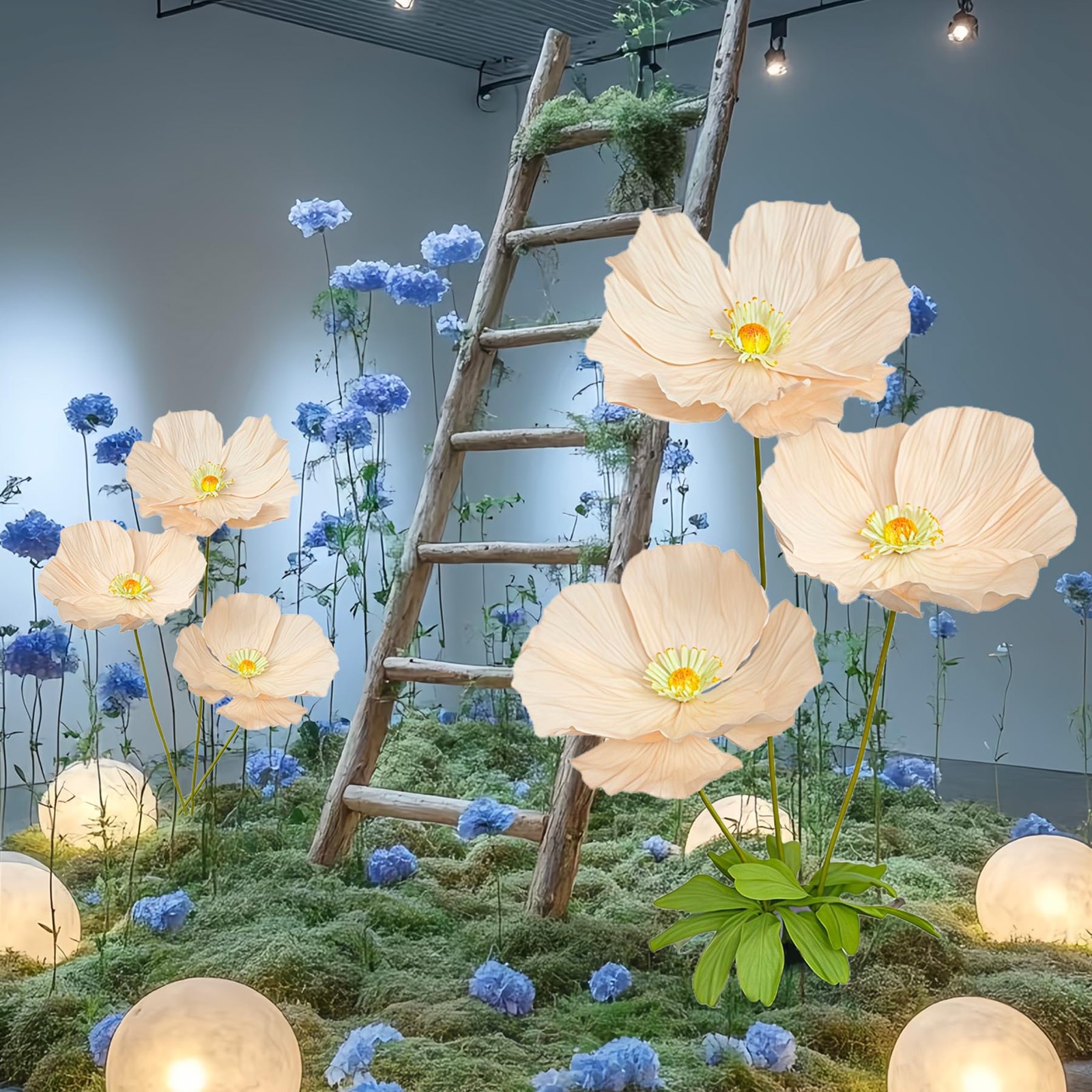 Artificial Flowers Decorations 5.58ft Fake Poppy Flower for Standing Receptio…