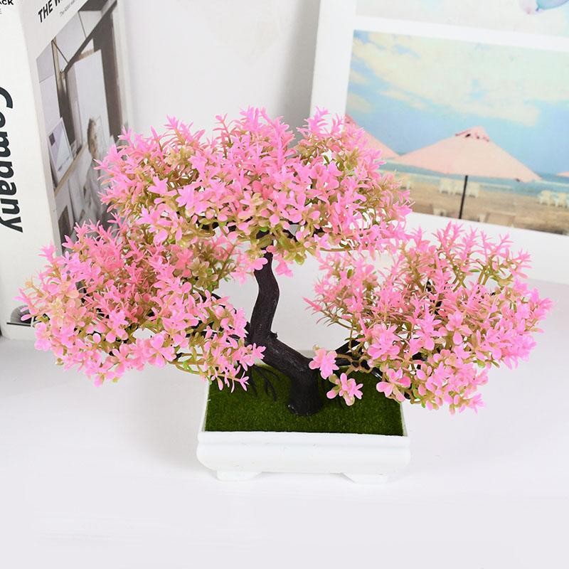 Artificial Bonsai Tree Small Potted Plant Fake Flowers Home Table Decor Gift