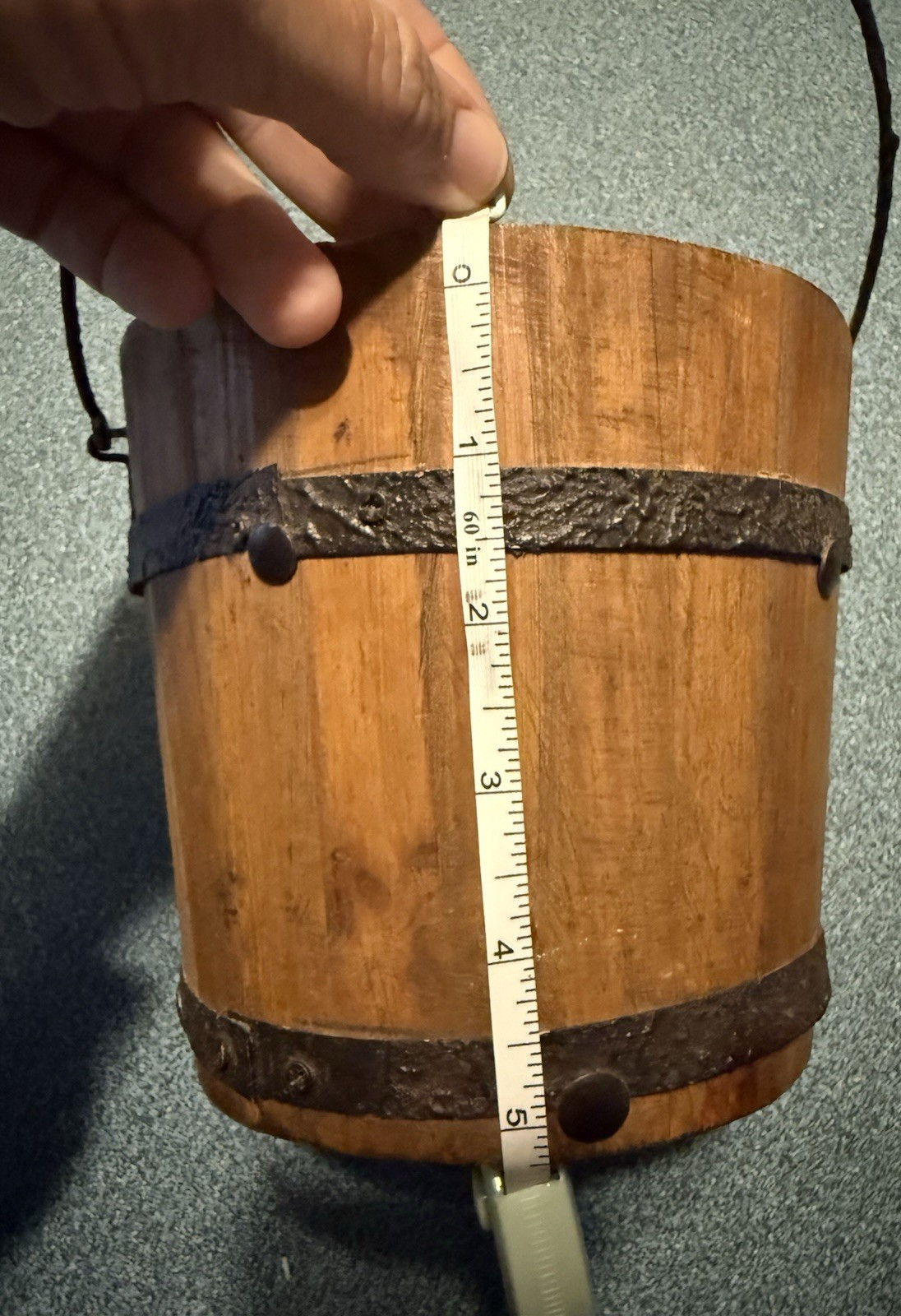 Rustic Wood & Metal Bucket Cotton Centerpiece Arrangement Brown/White 5 in