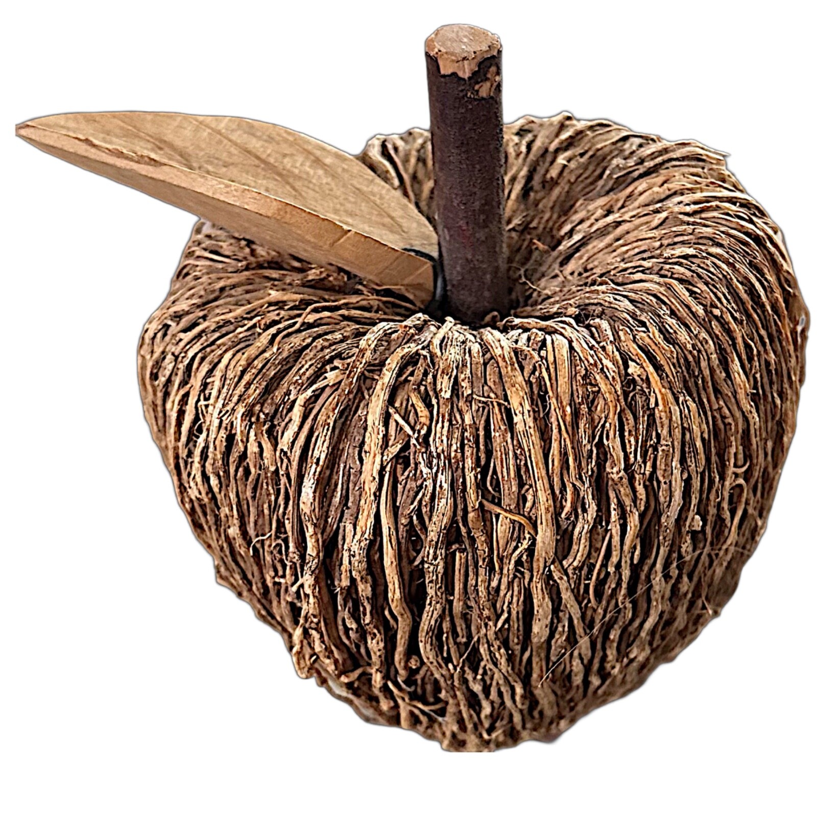 Rosemary Vine Wood Apple Decor Carved Leaf 5″ Primitive Farmhouse