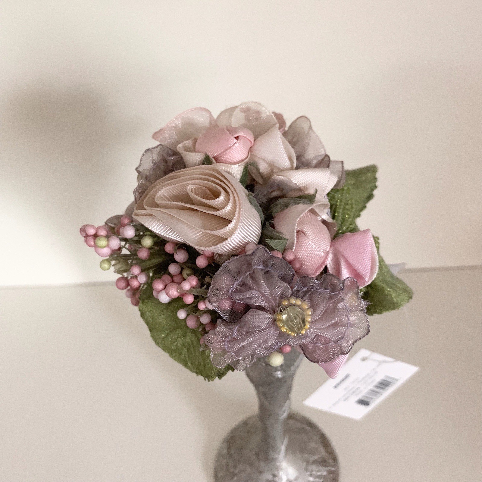 Beautiful Beaded Flower Decor Silver Vase