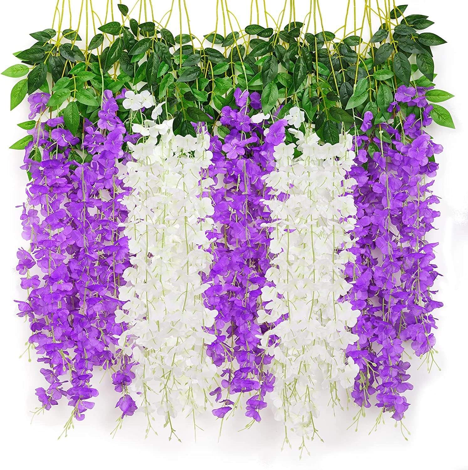 Serwalin Wisteria Hanging Flowers 12 Pack Artificial Flowers 3.75 Feet Fake Wis