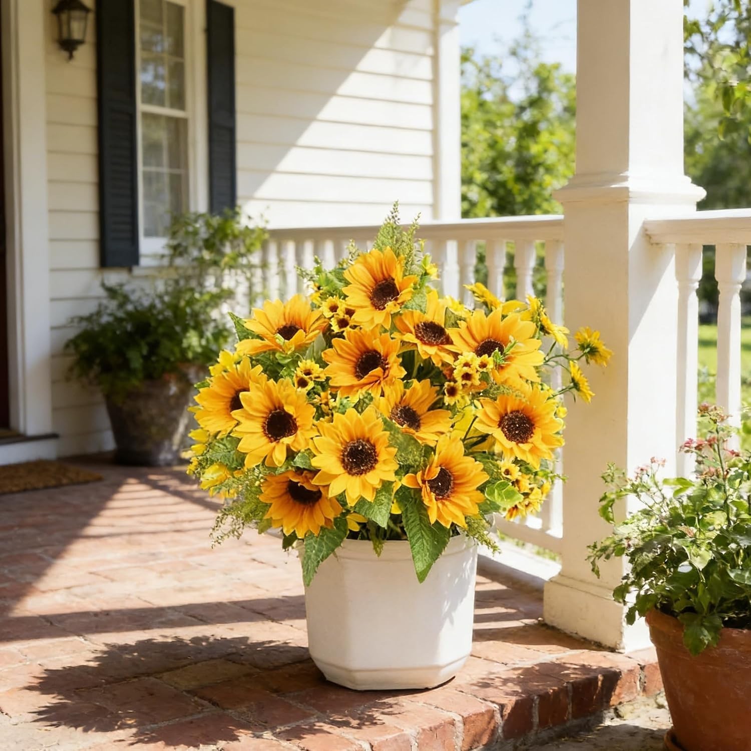 Luxurious 2 Bunches of UV Resistant Silk Sunflowers, Perfect for Home or Parties