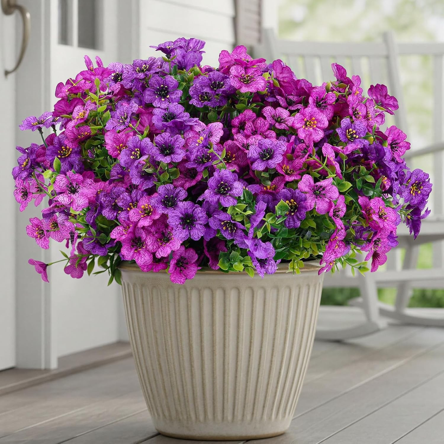24 Pcs Artificial Pansies UV Resistant, Faux Outdoor Planter Decor