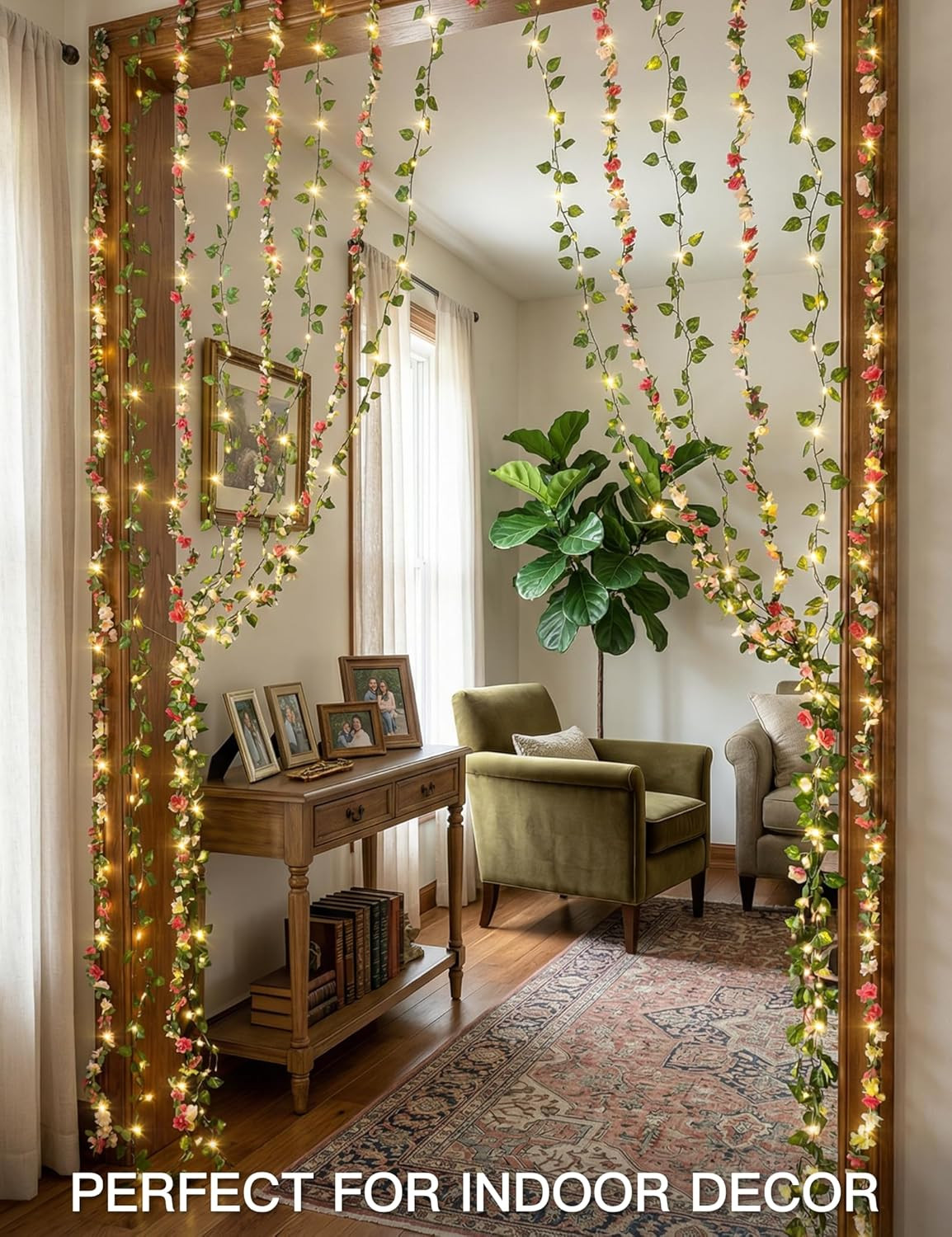300 LED Flower Garland Fairy Lights for Bedroom, Wedding, Party Decor 6.56ft