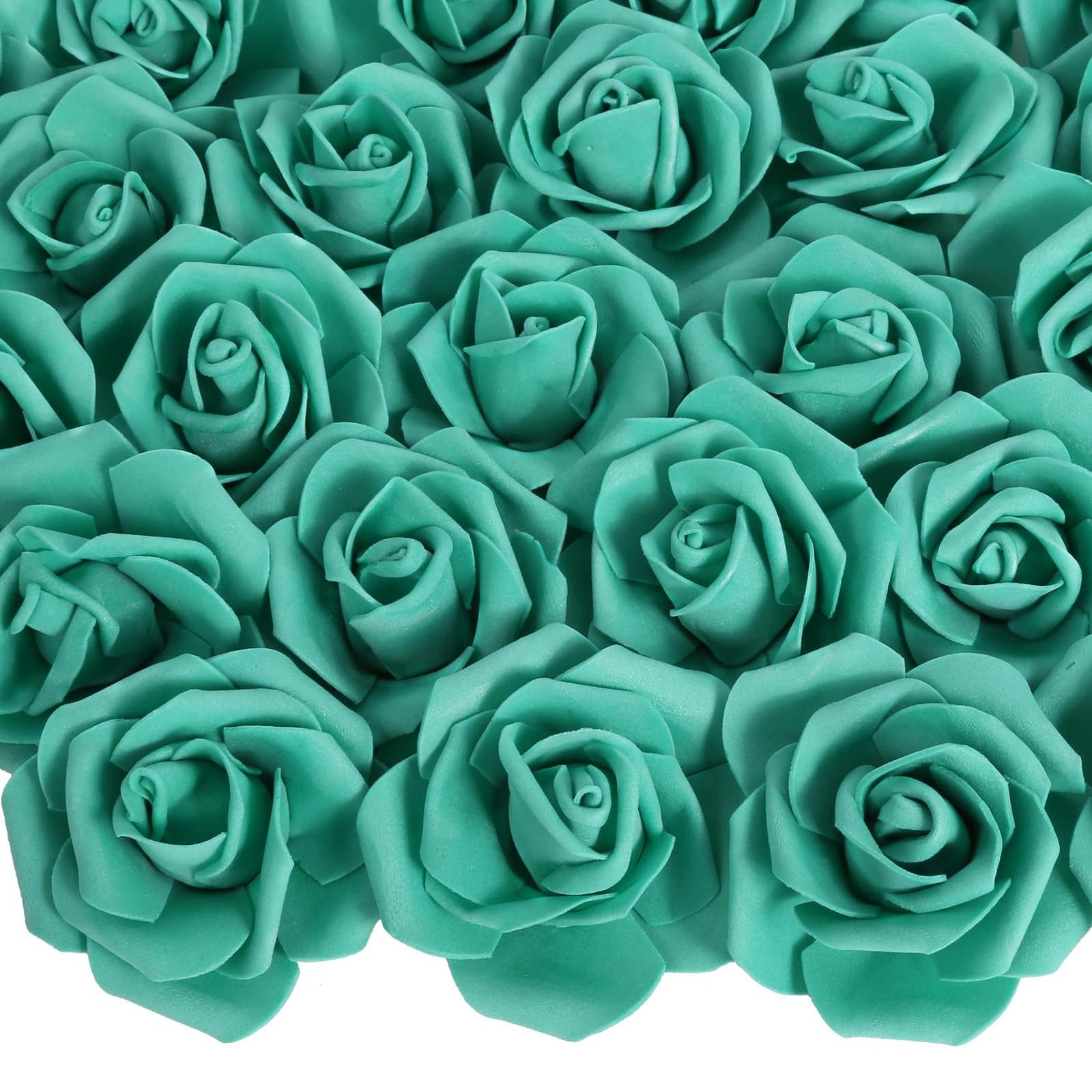 100 PCS Artificial Flowers Foam Fake Roses DIY Wedding Home Decor Teal Green