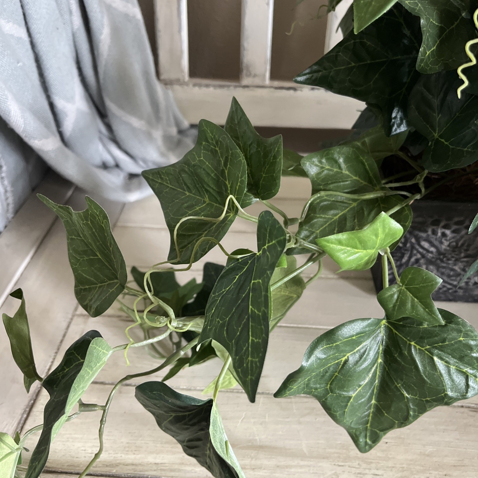 Faux Ivy In Metal Container 10.5”W x4.25”Dx4”H Container W/ Plant 12”H x30”W