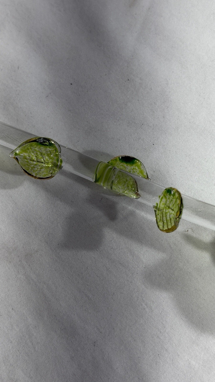 Artificial Glass Rose Flower Stem with Green Leaves Decorative Art 13in