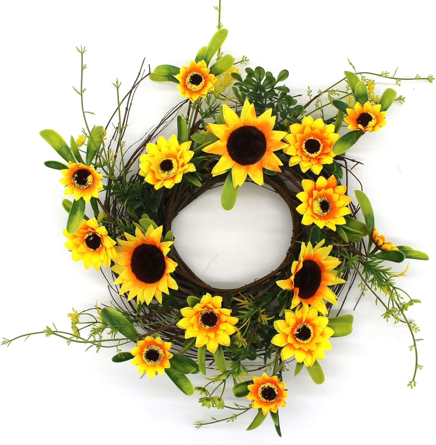 CVHOMEDECO. Rustic Country Artificial Eucalyptus Leaves & Twig Wreath Year Round