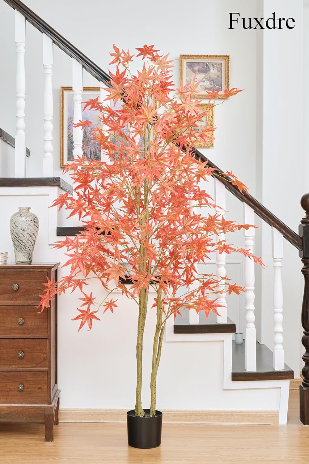 6ft Autumn Maple Artificial Tree with Red Leaves for Fall Home Decor