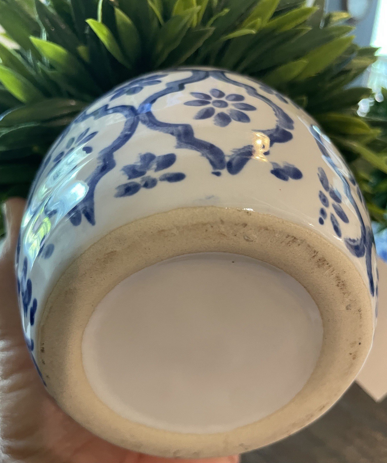 Artificial 10 In Potted Boxwood Plant Greenery with Blue Ceramic Pot Decor Gift