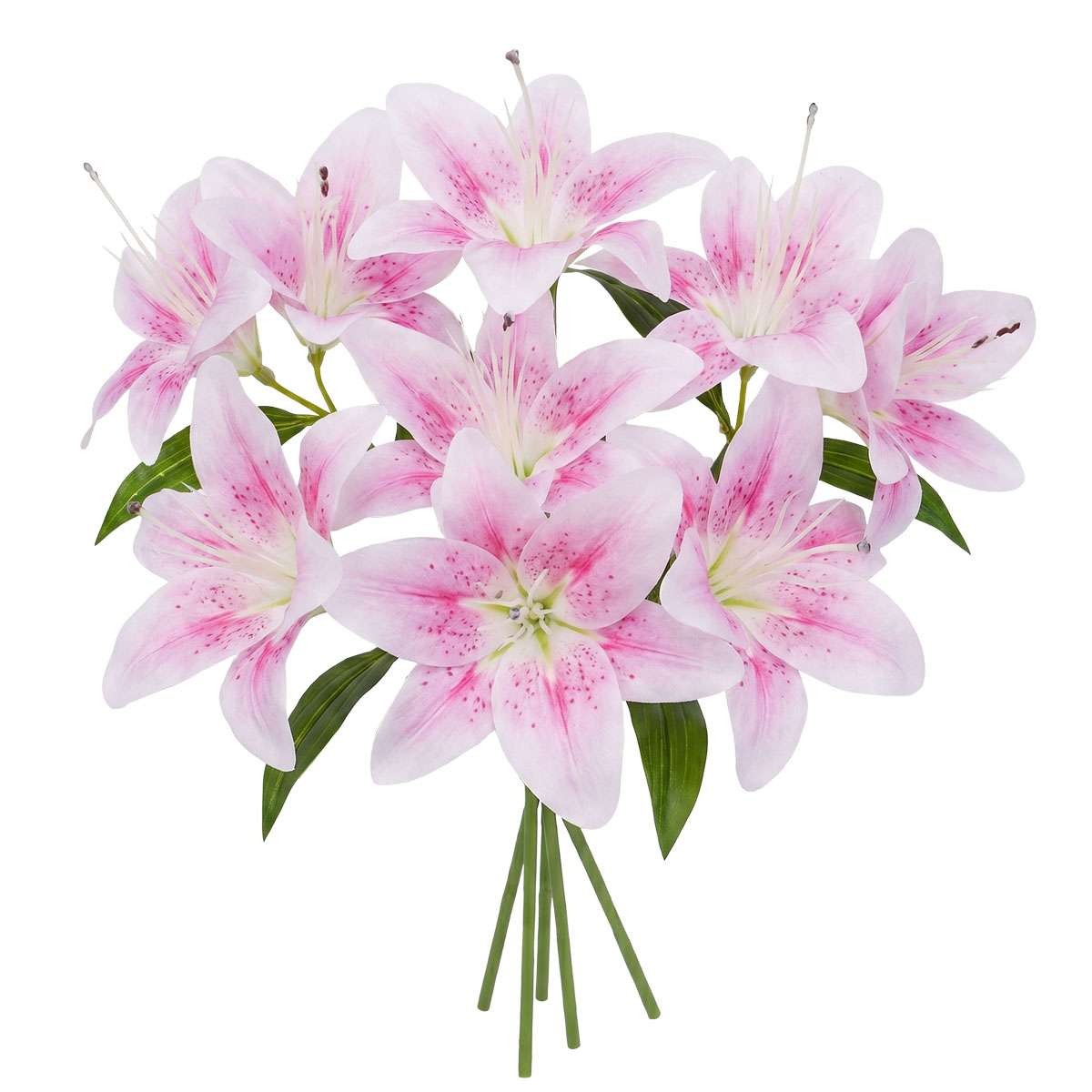 Lot Artificial Lily Flowers Faux Plant Bouquet Garden Home Decor UV Resistant