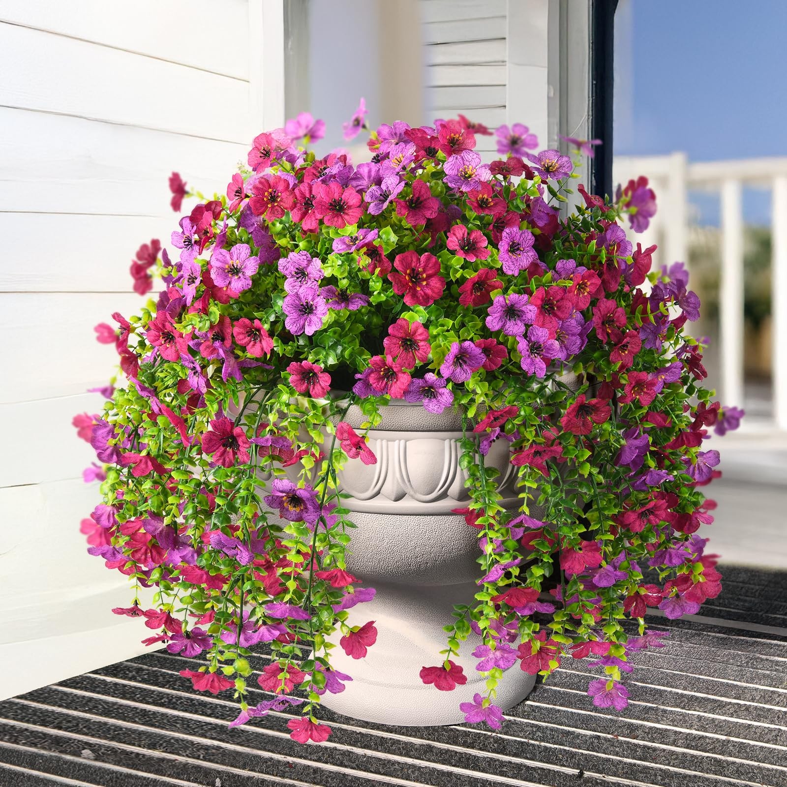 2Pcs Artificial Fake Hanging Flowers for Outdoors UV Resistant Artificial Pla…