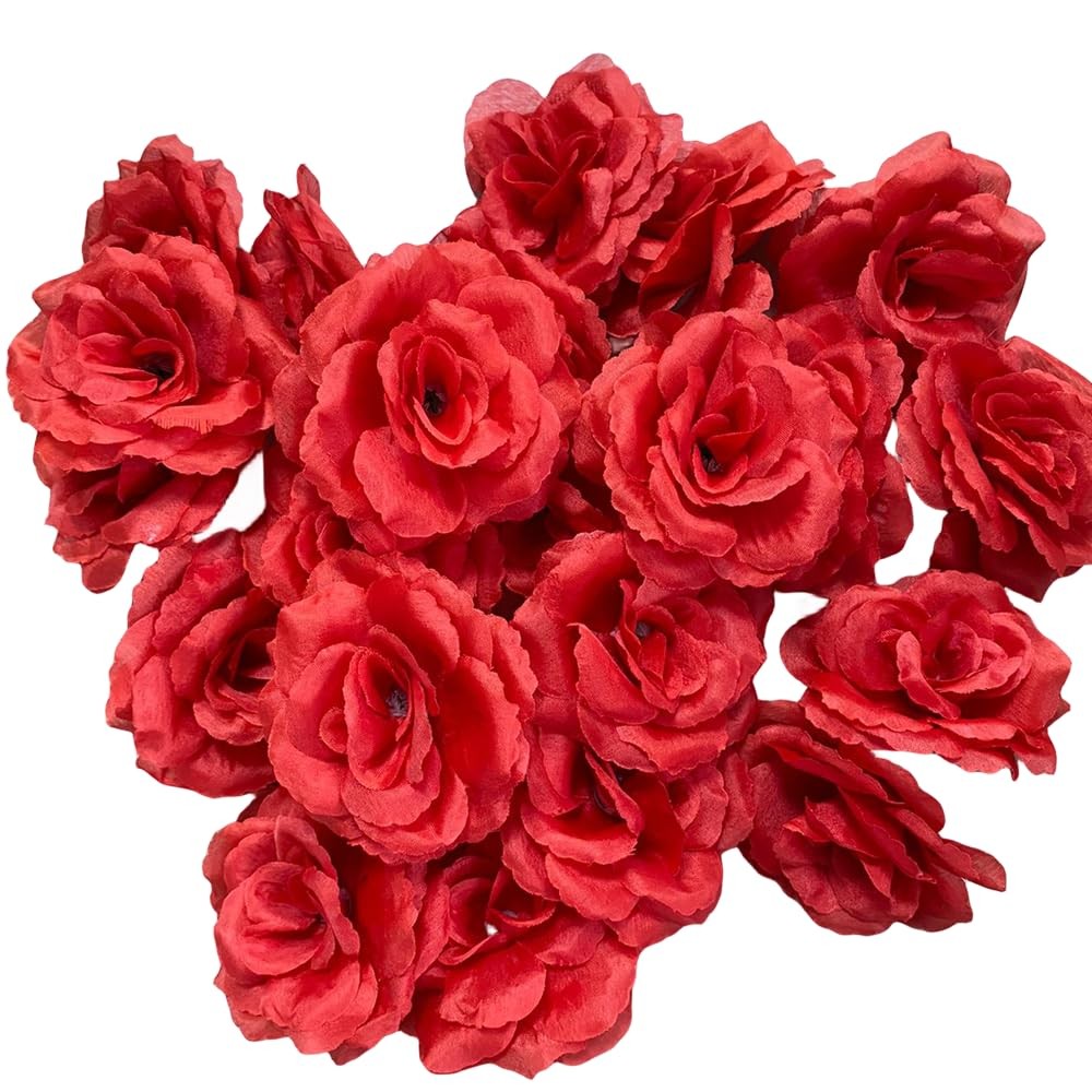 25 Pcs 3 inch Artificial Rose Flower Heads,Silk Rose Head Flowers,Wedding Par…