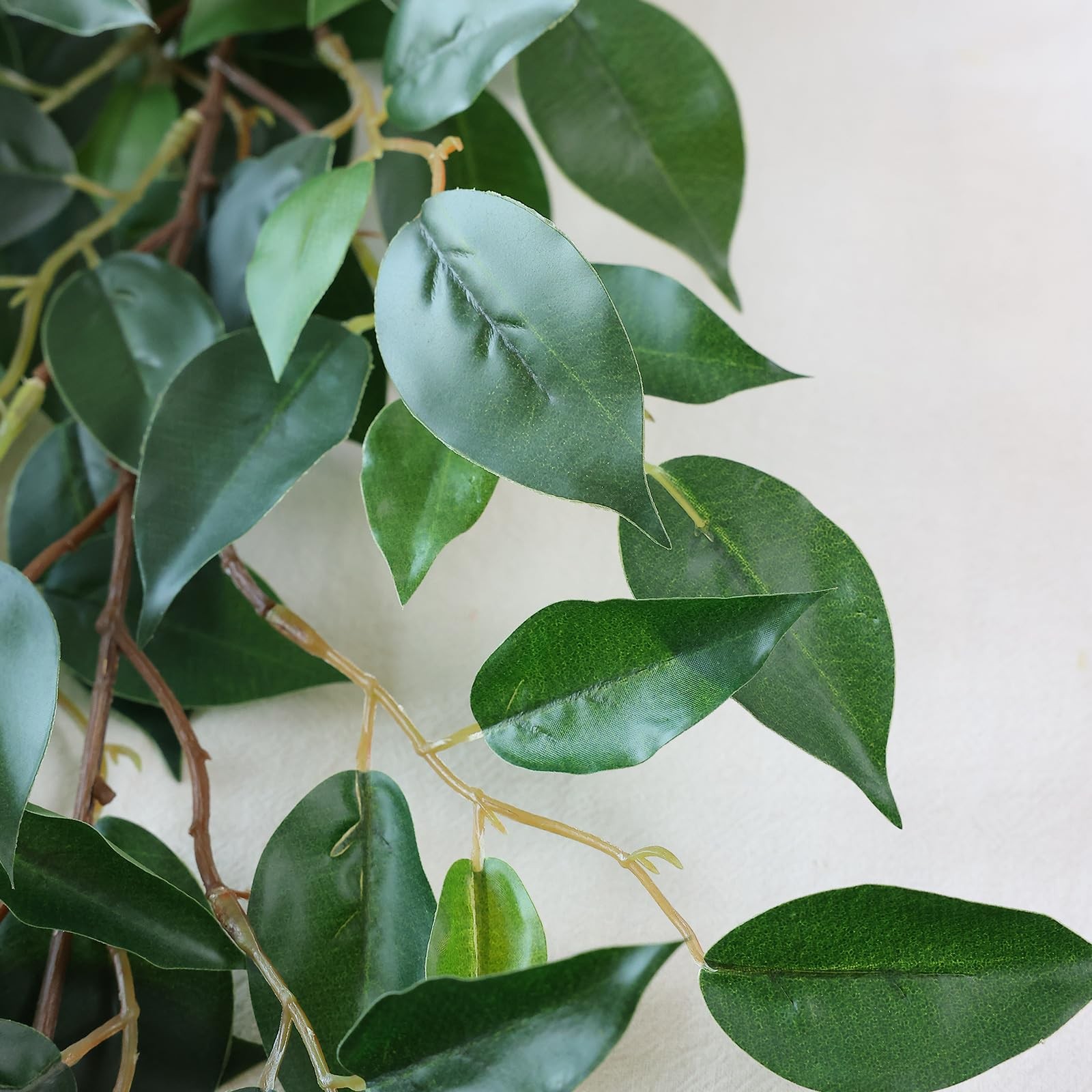 mizii 5 Packs 390″ Artificial Vines Ficus Garland Fake Vine Silk Green Leaves…