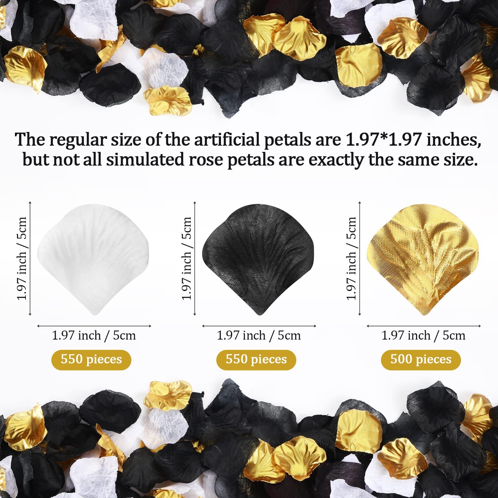 1600 PCS Black Gold White Artificial Rose Petal Bulk Wedding Aisle Decoration
