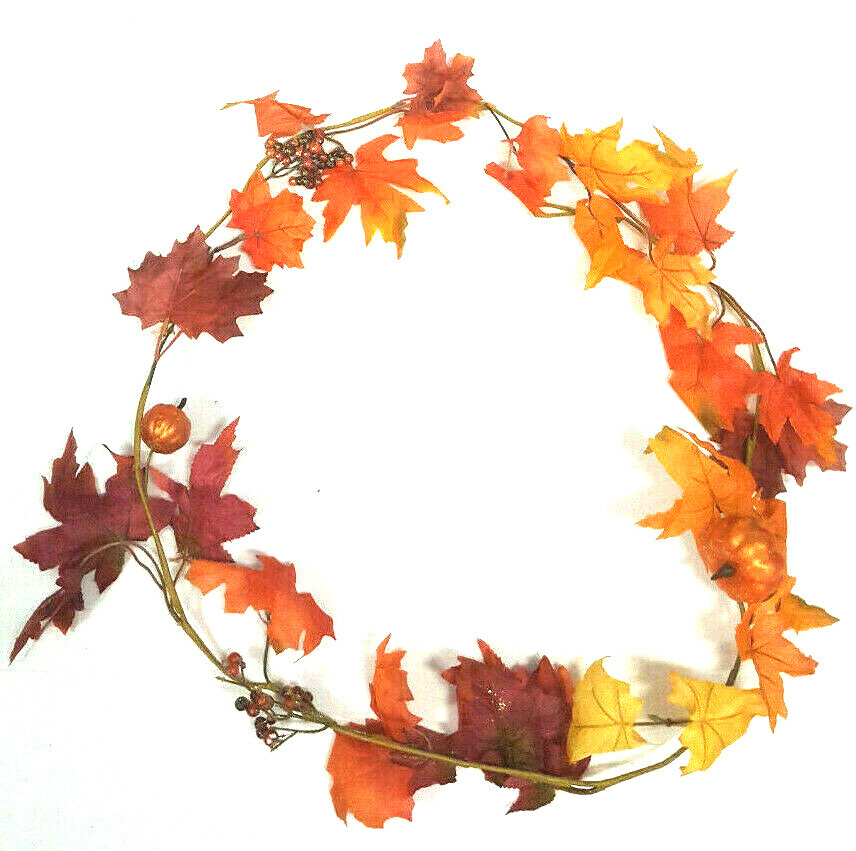 Fall Garland Maple Leaf 6ft Foliage Mantle Vine Door Wall Decor Autumn Halloween
